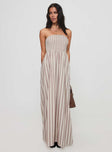 Kohana Strapless Maxi Dress Beige Stripe