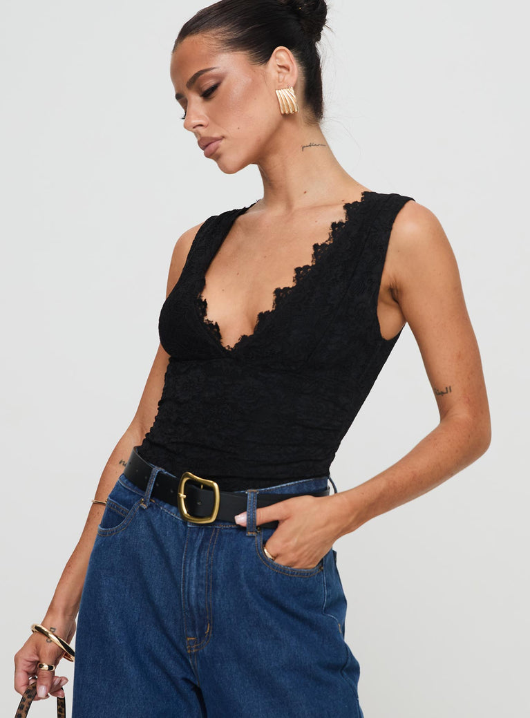 Date Night Lace Bodysuit Black