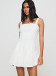 Halliday Pleat Mini Dress White