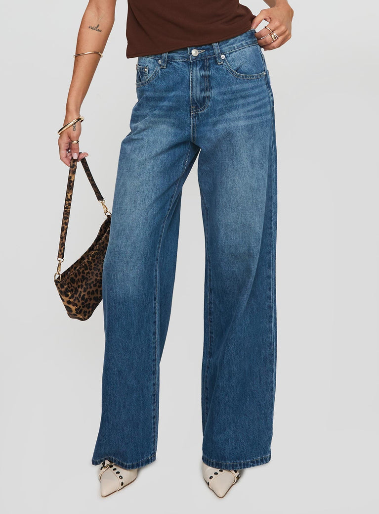 Colemane Mid Rise Denim Jeans Mid Blue