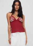 Helia Embroidered Top Red