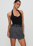   front view of model wearing Princess Polly Lieutenant Cargo Mini Skirt Slate Mini Skirts 