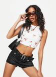 product Leita Belted Micro Skort Washed Black Denim Princess Polly High Waisted Shorts 