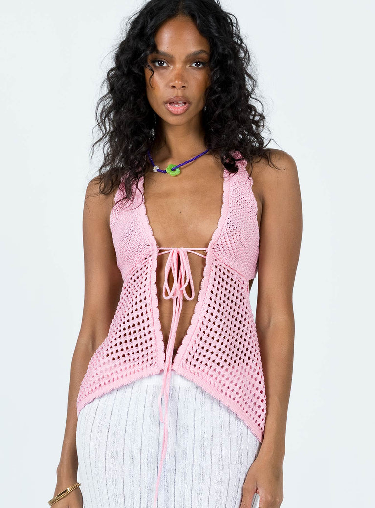 product Princess Polly Sleeveless Square Neck  Adani Crochet Top Pink