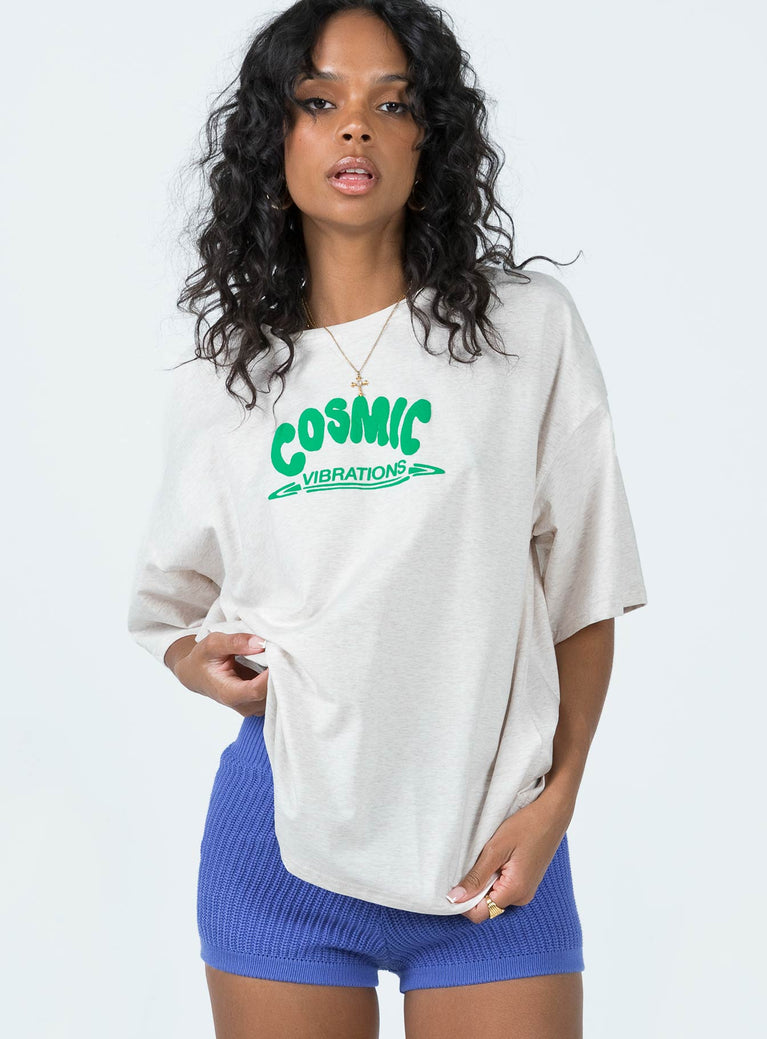 product Princess Polly Half Sleeves Crew Neck  Cosmic Puff Tee Grey / Green