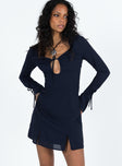 product Princess Polly High Neck  Taron Long Sleeve Mini Dress Navy