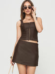 Wait On You Faux Leather Mini Skirt Brown