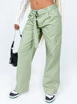 Front view of model wearing  front Princess Polly  Jayde Pants Green