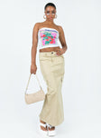 Front view of model wearing  front Minka Maxi Skirt Beige Princess Polly  Maxi 