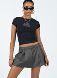 Front view of model wearing  front Collier Mini Skirt Slate Princess Polly  Mini Skirts 