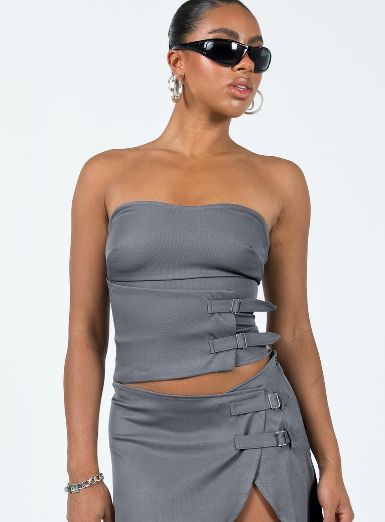 product Princess Polly Sleeveless Asymmetric Neckline  Ewan Top Grey