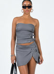 Front view of model wearing  front Ewan Mini Skirt Grey Princess Polly  Mini Skirts 