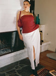   front view of model wearing Princess Polly Batkins Maxi Skirt Cream Curve Maxi 