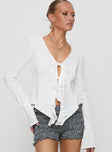 Bonheur Ruffle Long Sleeve Top White