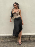   front view of model wearing Princess Polly Dreamberry Maxi Skirt Black Midi Skirts 