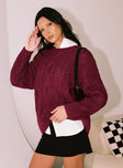 product Anaya Oversized Sweater Burgundy Princess Polly  Cropped 