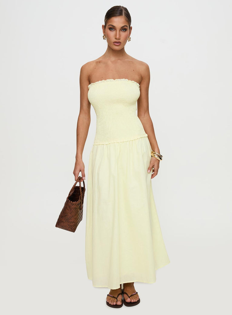 Tinsie Strapless Maxi Dress Yellow