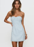 Malena Strapless Mini Dress Light Blue