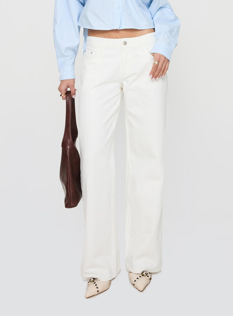 Ellanor Low Rise Slouch Denim Jean White