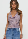 So Feminine Halter Plunge Neck Top Multi