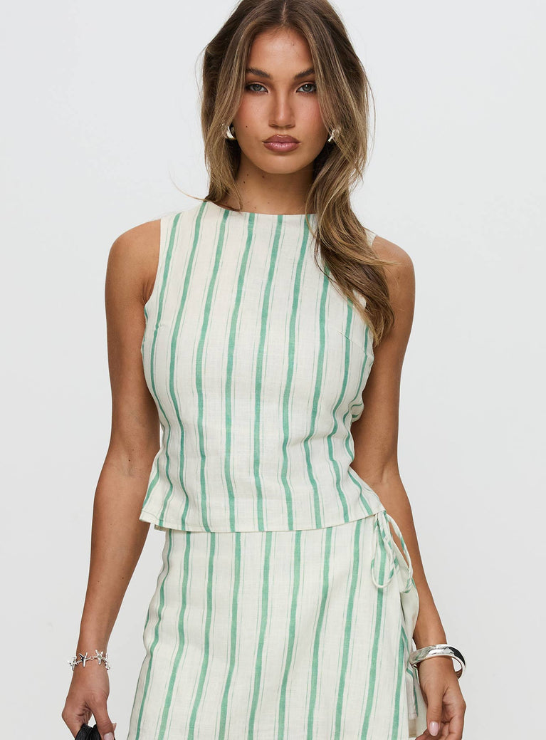 Penelopie Backless Top Green Stripe