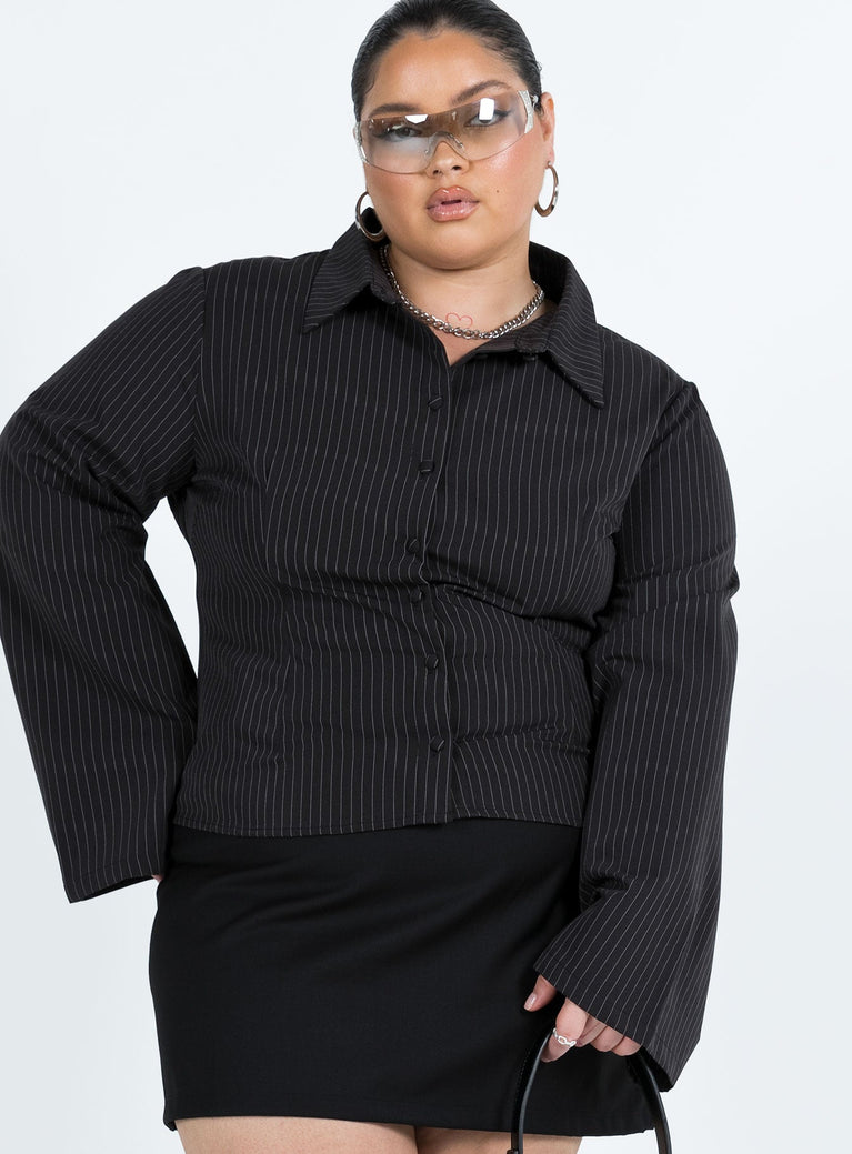 product Princess Polly  Anni Stripe Shirt Pinstripe Curve