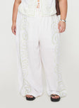 front view of model wearing Princess Polly Kindred Pants White / Green Curve High Waisted Pants 