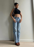 product Princess Polly High Waisted  Holly Asymmetric Straight Leg Jean Light Wash Denim Petite