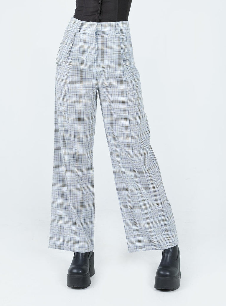 product Princess Polly High Waisted Pants High Waisted Pants  Sebastian Pant Blue Plaid