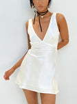 product Princess Polly Asymmetric Neckline  Nellie Mini Dress White Satin