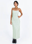 Front view of model wearing  front Princess Polly Crew Neck  Malabar Maxi Dress Mint / Floral