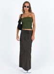 Front view of model wearing  front My Girl Maxi Skirt Slate Princess Polly  Maxi 