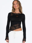 product Princess Polly Full Sleeves Square Neck  Motel Lucca Top Lace Black