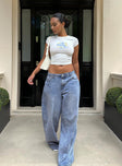 product Princess Polly High Waisted  Naylor Wide Leg Jeans Light Wash Denim