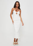 Knit maxi dress Fixed shoulder straps, v-neckline, twist detail at bust