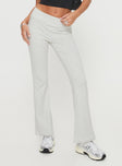 front view of model wearing Princess Polly Norment Rib Pants Grey Mid Rise 