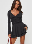 product Princess Polly Asymmetric Neckline  Canino Long Sleeve Mini Dress Black