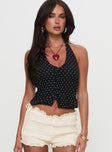 Brat Halter Top Onyx Polka