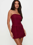 Nutmeg Strapless Mini Dress Burgundy