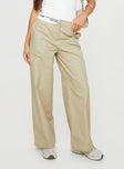 Front view of model wearing  front Princess Polly  Carazon Pants Beige