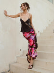   front view of model wearing Princess Polly Joder Maxi Skirt Purple Floral Maxi 