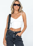 Front view of model wearing  front Princess Polly Sleeveless Square Neck  Flinders Top White