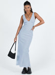 Front view of model wearing  front Princess Polly High Neck  Nellie Anglaise Maxi Dress Blue