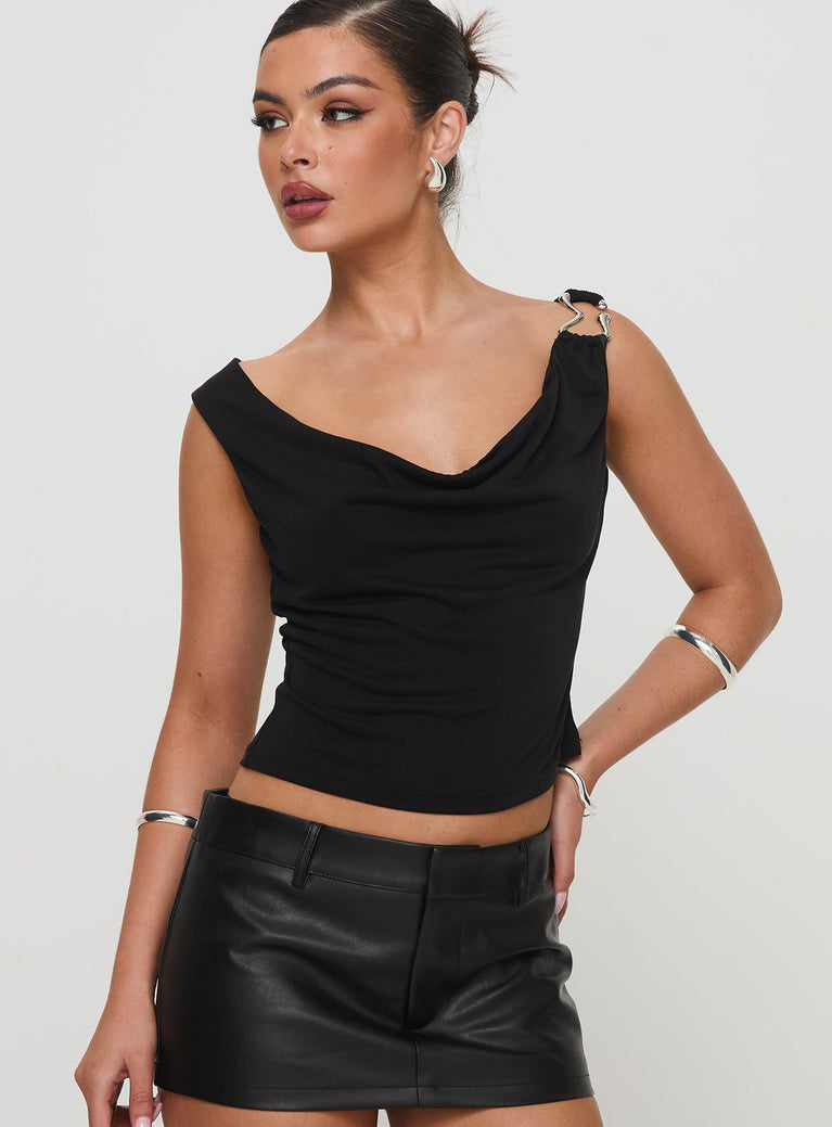 Quincey Cowl Neck Top Black