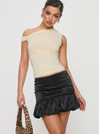   front view of model wearing Princess Polly Ravioli Bubble Hem Mini Skirt Black Mini Skirts 