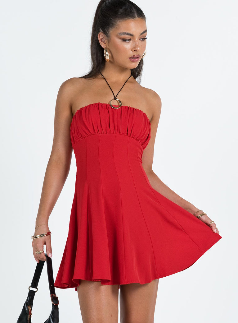 product Princess Polly Asymmetric Neckline  Largo Strapless Mini Dress Red