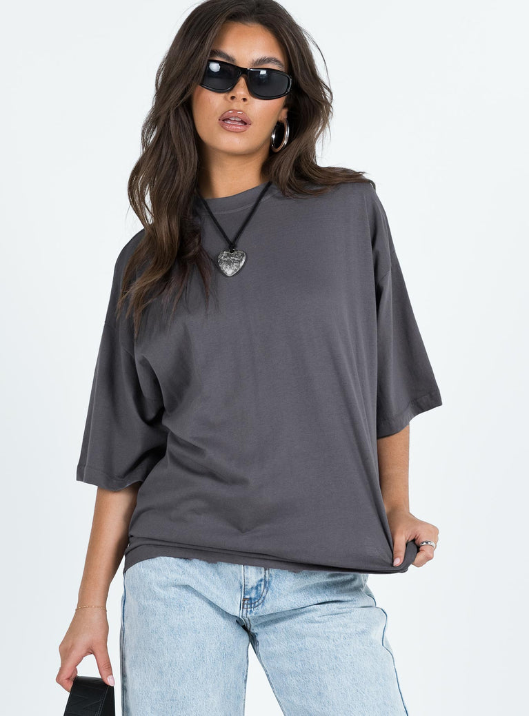 product Princess Polly Full Sleeves High Neck  Vedo Oversized Tee Grey