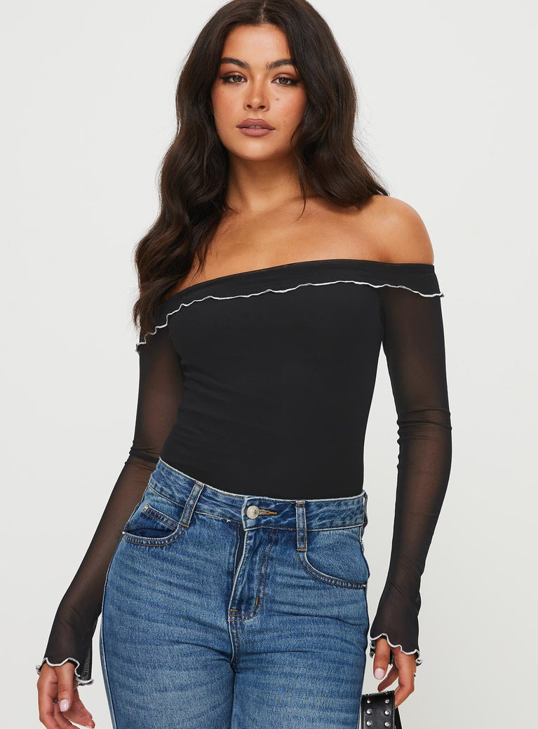 Arsema Off The Shoulder Bodysuit Black Petite