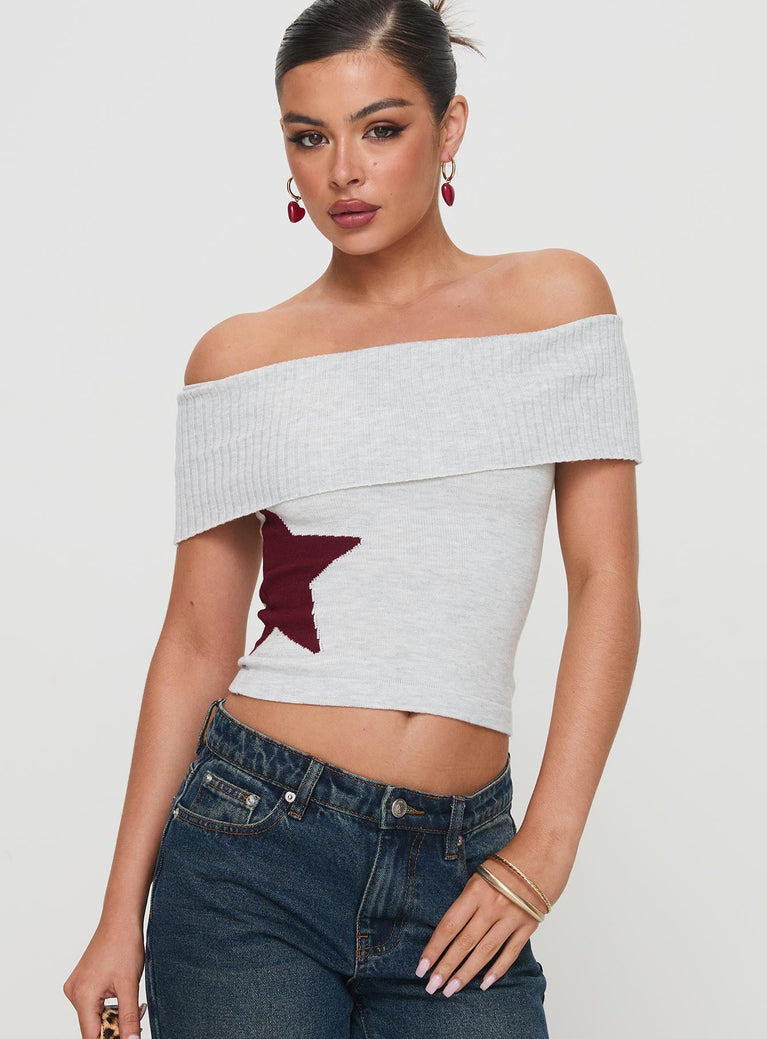 Jacquiel Off The Shoulder Top Grey