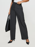 front view of model wearing Princess Polly Burnette Pants Slate High Waisted Pants 